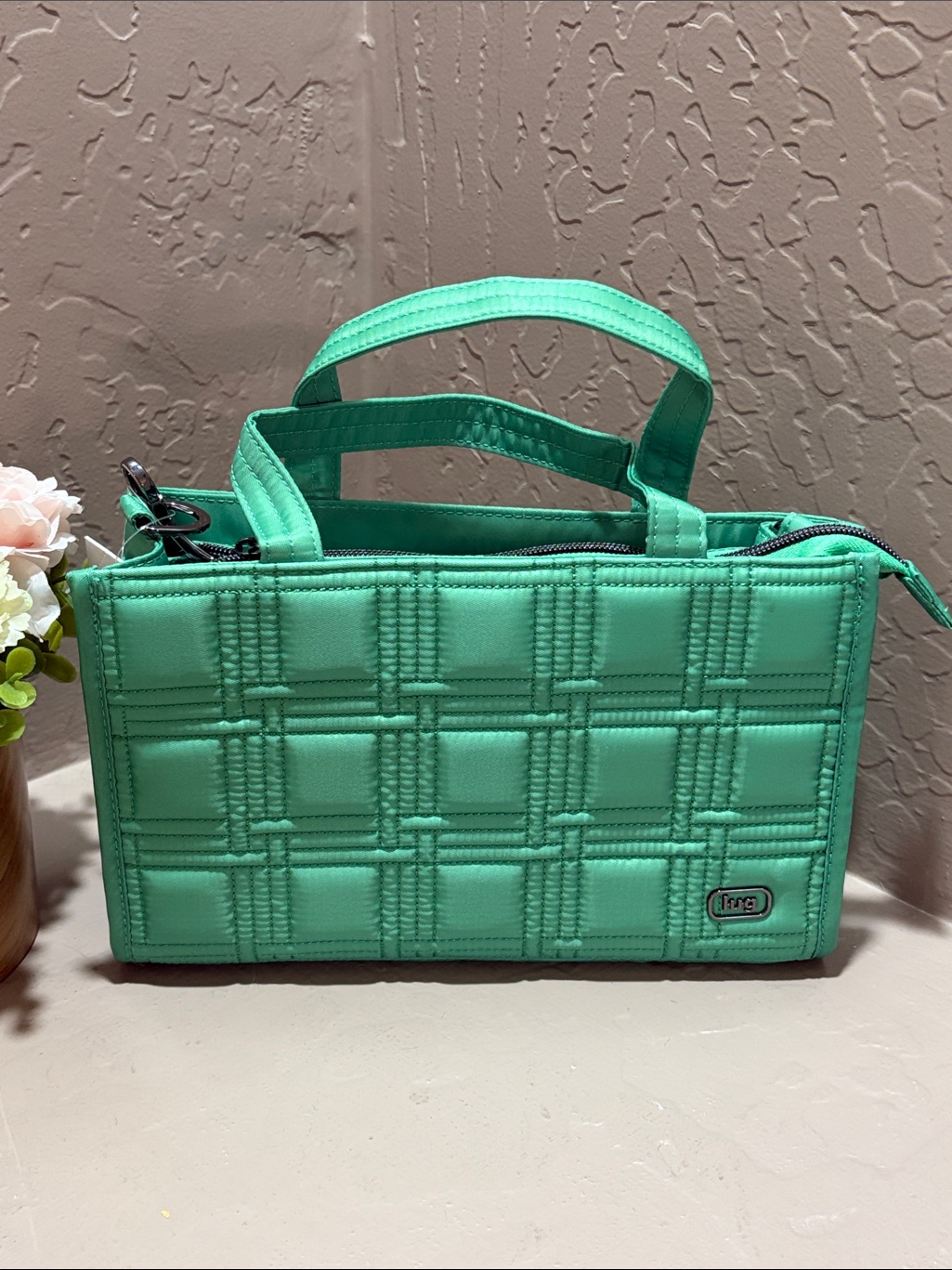 Lug Classic Quilt East West Top Handle Bag-Train ~ Spearmint Green